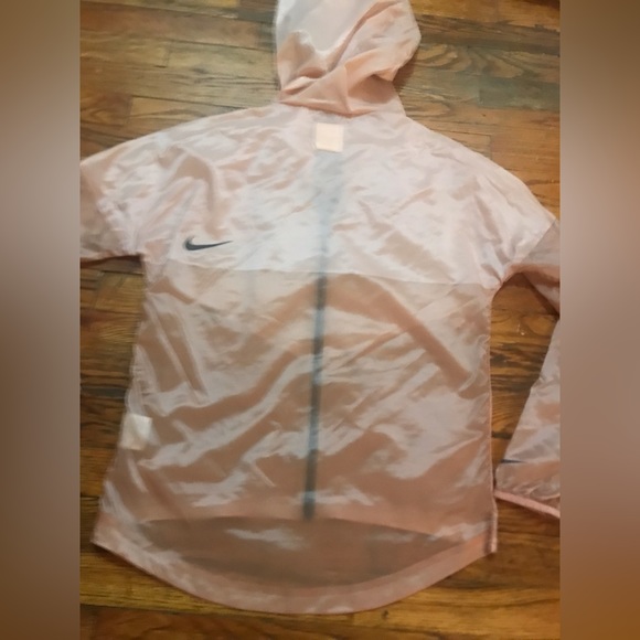 Nike Semi-Sheer Rose Pink Hooded Nylon Running Jacket XS S - Picture 5 of 6